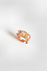 Baguette Stone Heart Silver Ring