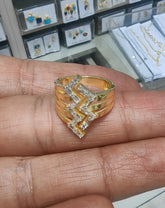 Gold Zig Zag Baguette Ring, 925 Sterling Silver Wide Band Ring, Geometric Chevron Cocktail Ring, Gold Vermeil Statement Ring, Unique Gift for Her