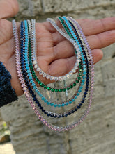 Multicolor Cubic Zirconia Tennis Necklace in 925 Sterling Silver