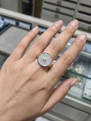 Two Tone Men's CZ Signet Ring – Sterling Silver & Gold Plated | Adjustable
