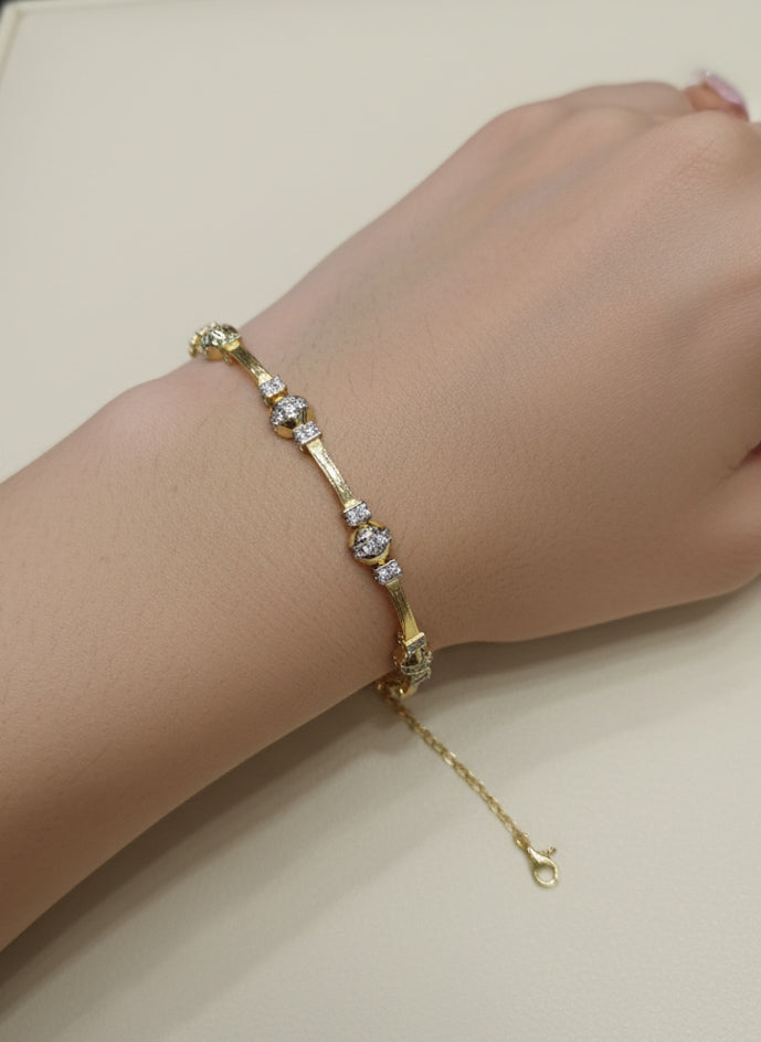 Double Color Fancy Sterling Silver Bracelet – 925 Silver Handmade Jewelry for Women, Everyday Chic Gift