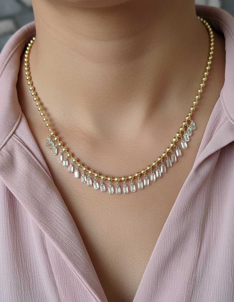 925 Silver Ball Chain Dangle Necklace – Everyday Minimal Jewelry