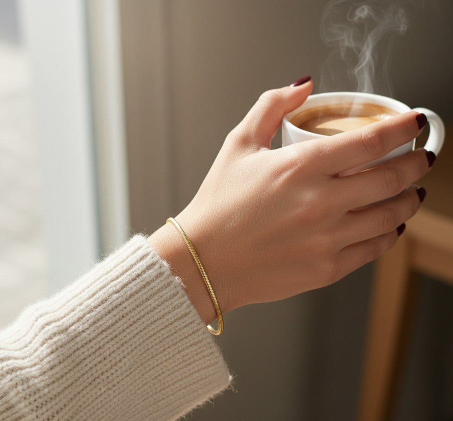Solid 14K Gold Snake Chain Bracelet – Luxury Everyday Jewelry for Her - Handmade Fine Minimalist Gift