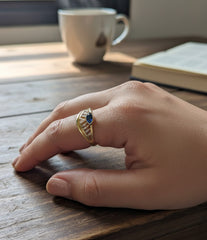925 Sterling Silver Evil Eye Ring – Adjustable Protection Jewelry, Handmade Dainty Gift for Her
