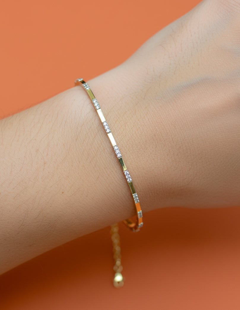 Cubic Zirconia Sterling Silver Shiny Bracelet – Dainty Everyday Jewelry Gift