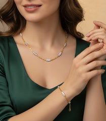 925 Sterling Silver Necklace and Bracelet Set – Cubic Zirconia Elegant Jewelry