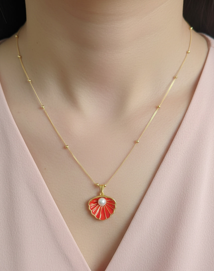 Multicolor Oyster Shell Sterling Silver Necklace