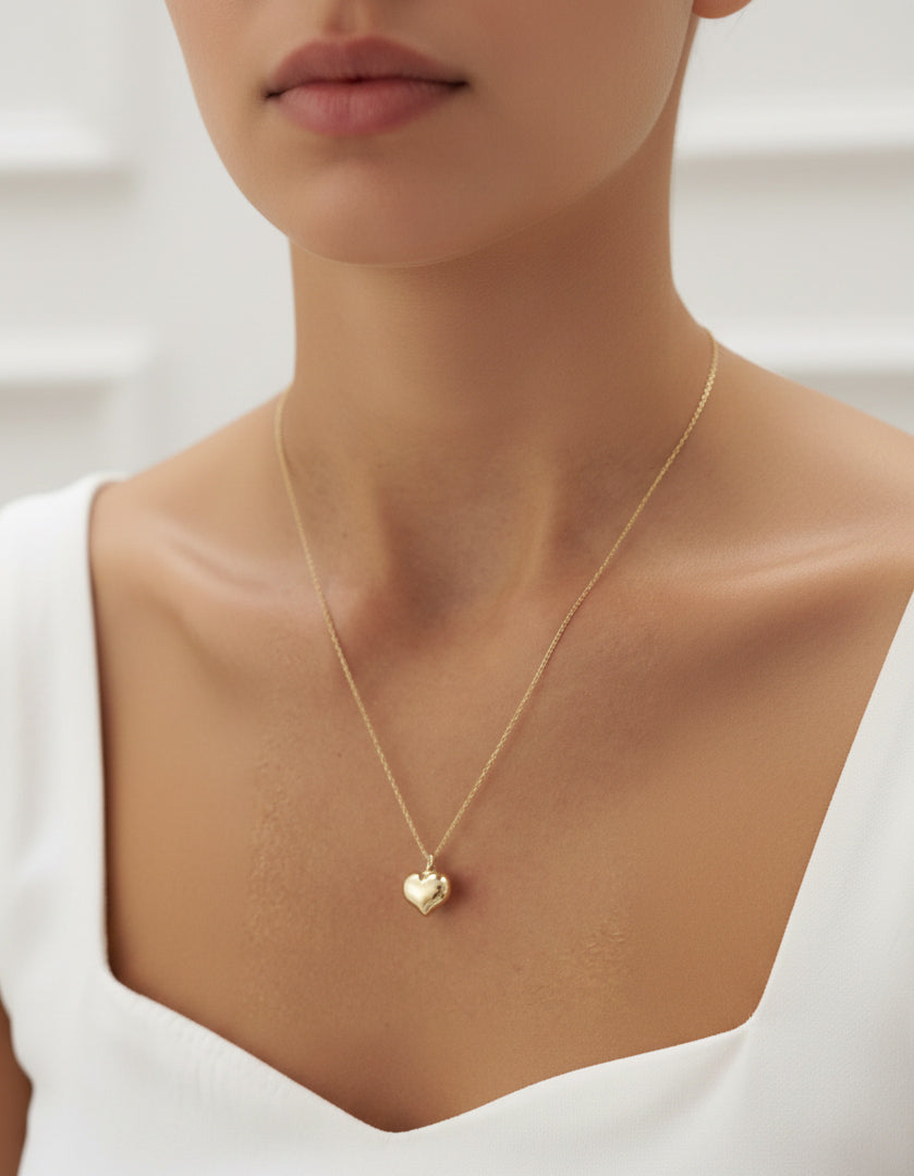 14K Solid Gold Cremation Necklace Heart Pendant