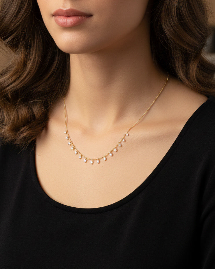 Modern Ball Chain Necklace – Sterling Silver CZ Jewelry