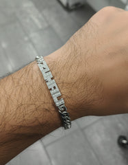 Custom Name Men's Sterling Silver Bracelet Cuban Link Chain– Personalized Engraved Cuff, Boyfriend Gift, Father's Day