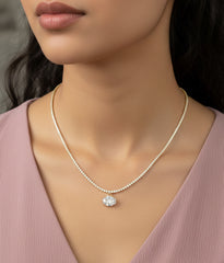 2mm Box Chain Oval Gemstone Silver Necklace – Sterling Silver Dainty Stone Pendant, Minimalist Layering Necklace, Gift for Her