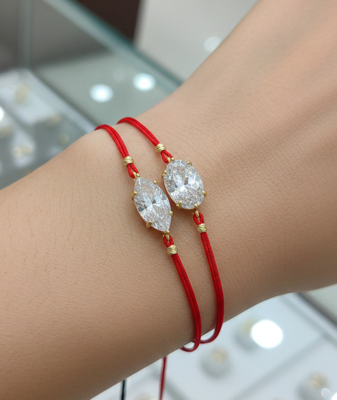 Cord Silver Solitaire Bracelet – Sterling Silver Single Stone Rope Bracelet, Dainty Gemstone Adjustable Bracelet, Minimalist Gift for Her