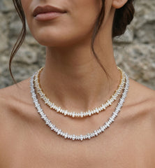 Handcrafted Marquise CZ Tennis Necklace in Gold – Sparkling Cubic Zirconia Diamond Look Statement Choker, Elegant Bridal Fine Jewelry Gift for Her