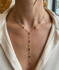 Multi-Strand Y Shaped Necklace - 925 Silver Cubic Zirconia Drop Necklace Gold Plated