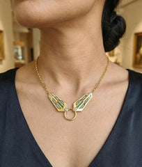 Art Deco Emerald Green Necklace, 925 Sterling Silver Gold Vermeil Choker, Geometric Statement Pendant, CZ Jewelry Gift for Her