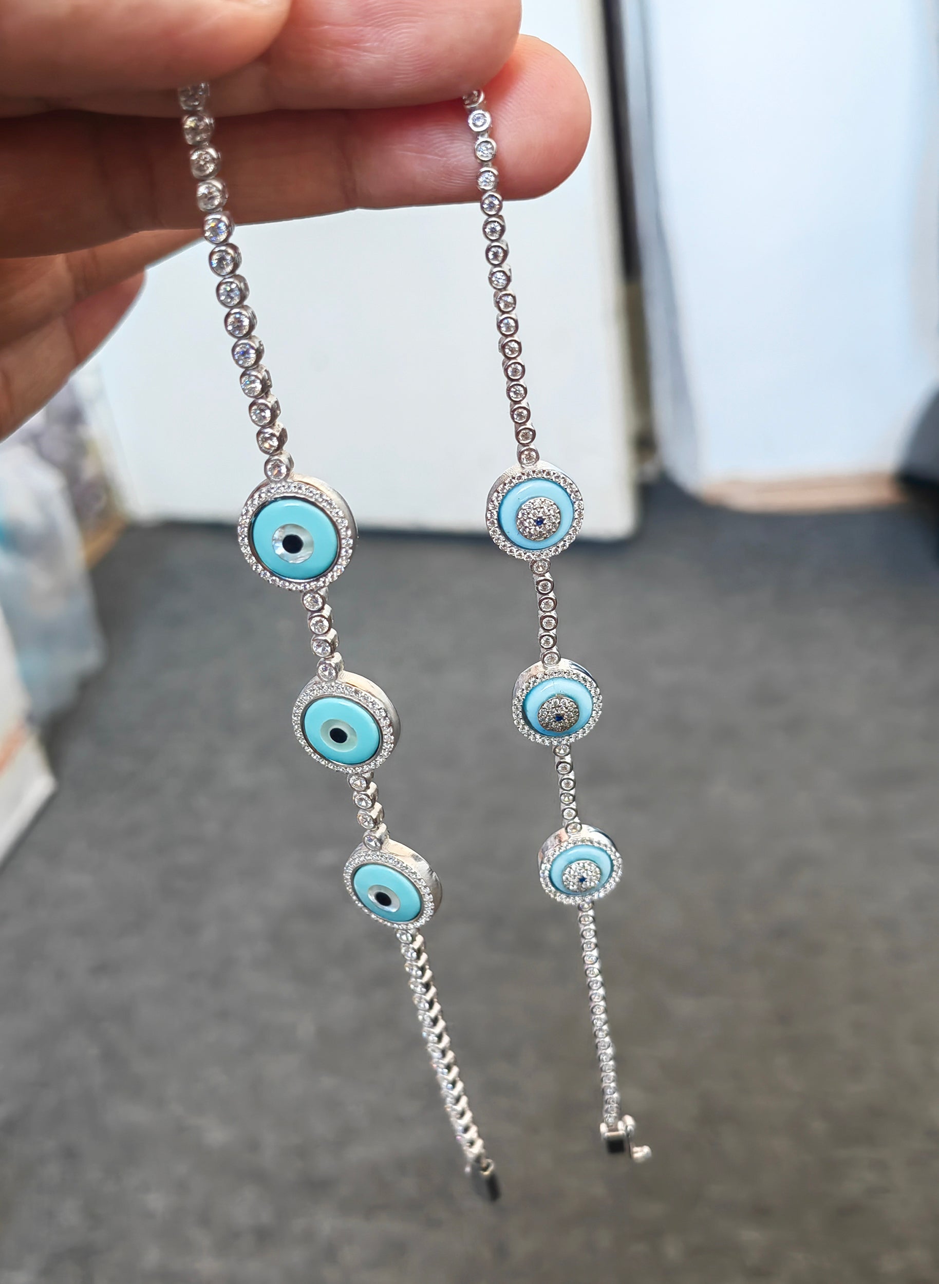 Delicate Evil Eye Charm Bracelet – Good Luck Jewelry Gift - 925 Sterling Silver Evil Eye Bracelet – Blue Nazar Charm Gift