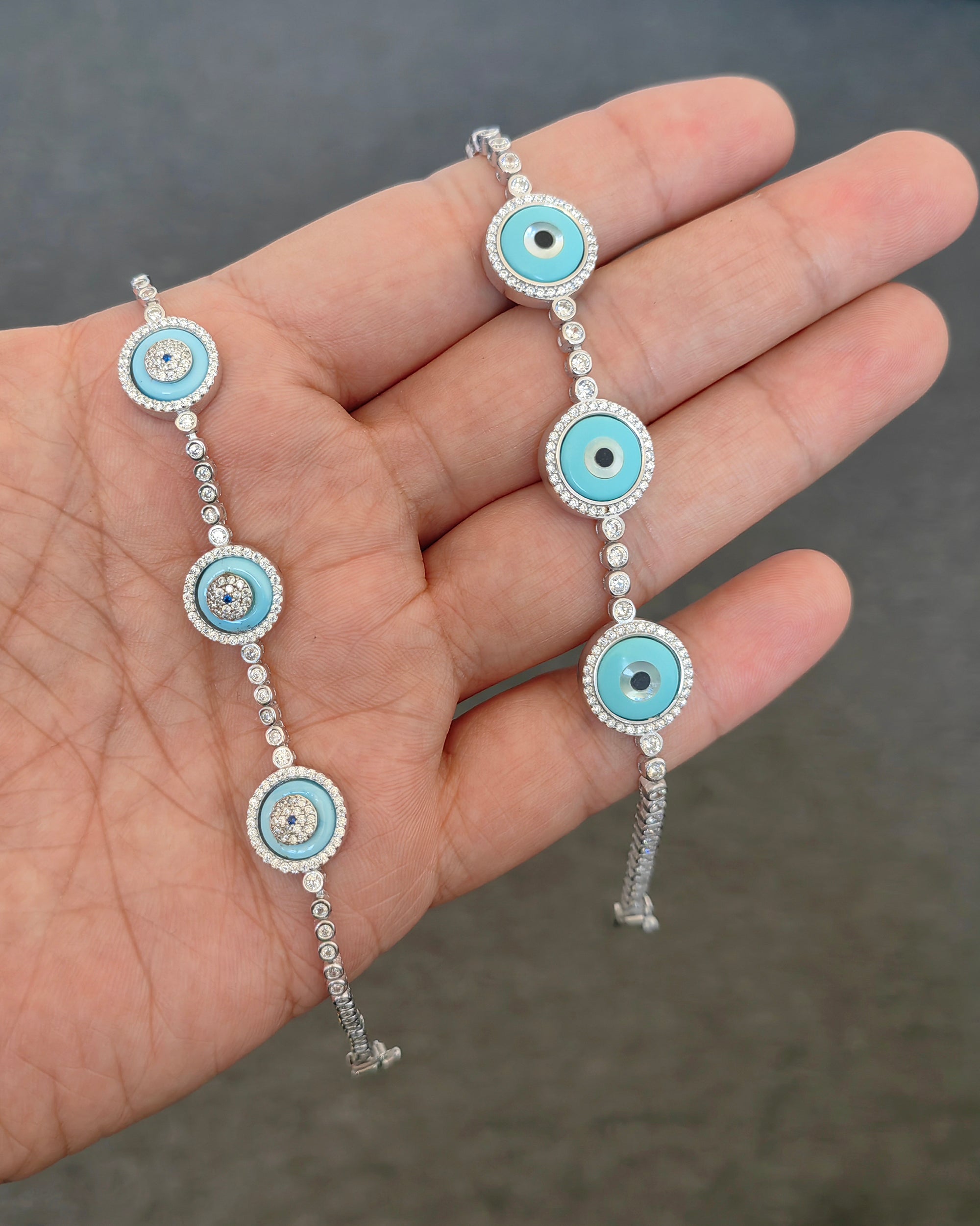 Delicate Evil Eye Charm Bracelet – Good Luck Jewelry Gift - 925 Sterling Silver Evil Eye Bracelet – Blue Nazar Charm Gift