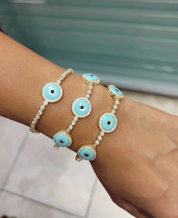 Delicate Evil Eye Charm Bracelet – Good Luck Jewelry Gift - 925 Sterling Silver Evil Eye Bracelet – Blue Nazar Charm Gift