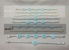Delicate Evil Eye Charm Bracelet – Good Luck Jewelry Gift - 925 Sterling Silver Evil Eye Bracelet – Blue Nazar Charm Gift