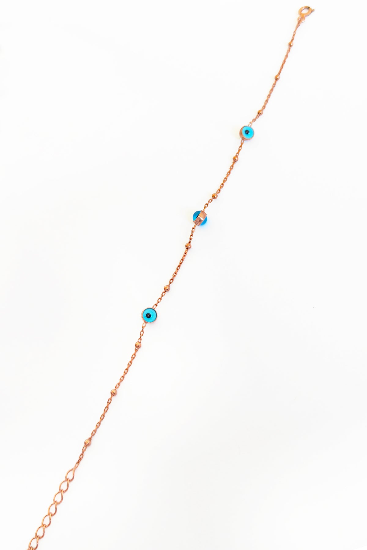 Evil Eye Beaded Silver Heeled Chain Bracelet