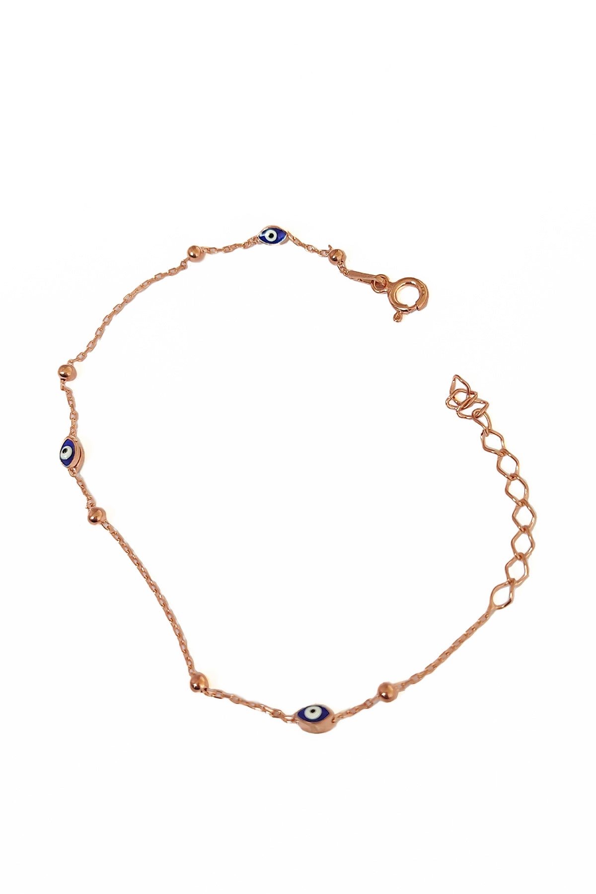Evil Eye Beaded Silver Chain Bracelet