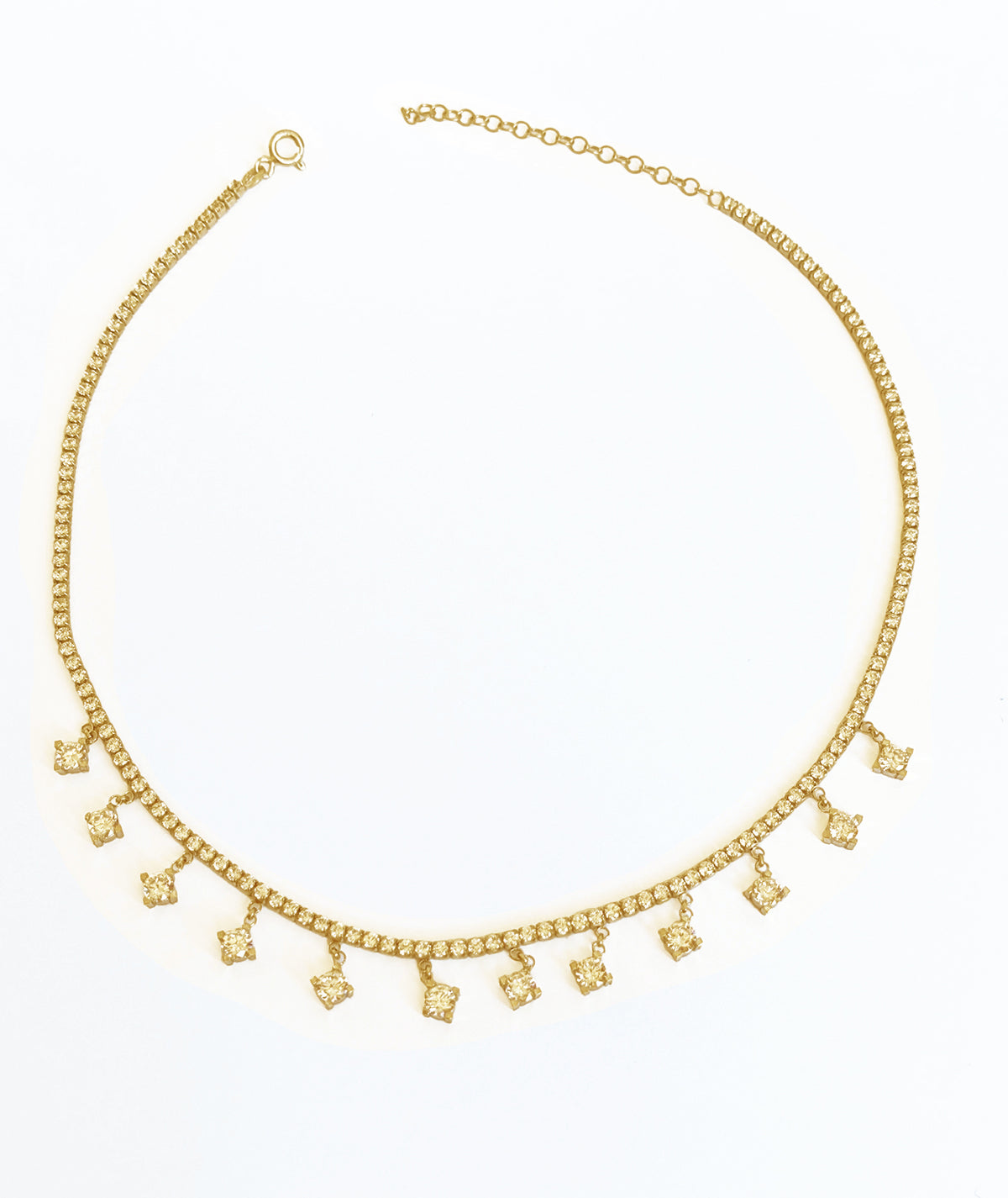 Minimalist 2mm Tennis Chain Necklace – Sterling Silver Round Stone Pendant, Elegant Jewelry