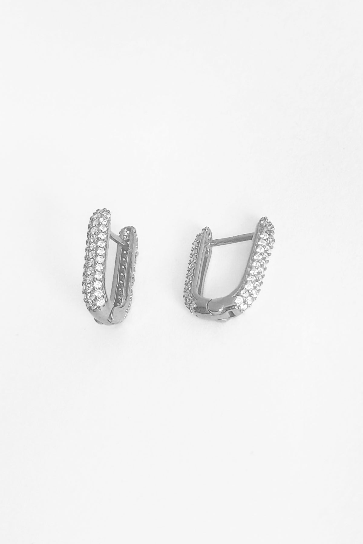 White Zircon Stone Studded Silver Earrings