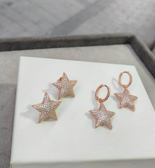 Studded Chubby Star Silver Earrings