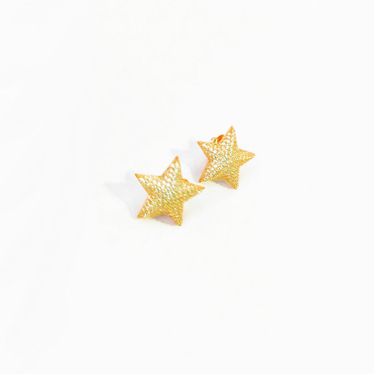 Studded Chubby Star Silver Earrings