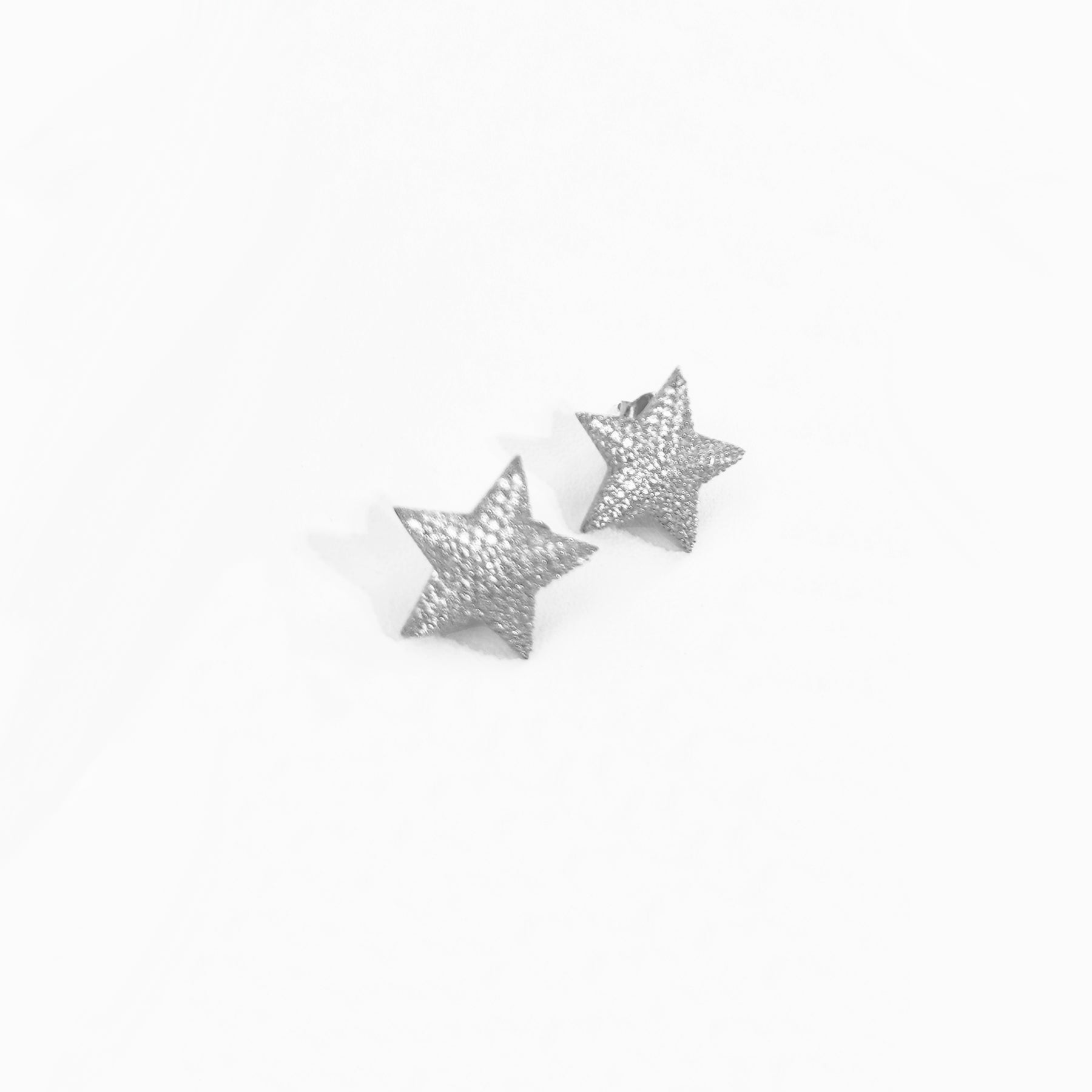 Studded Chubby Star Silver Earrings