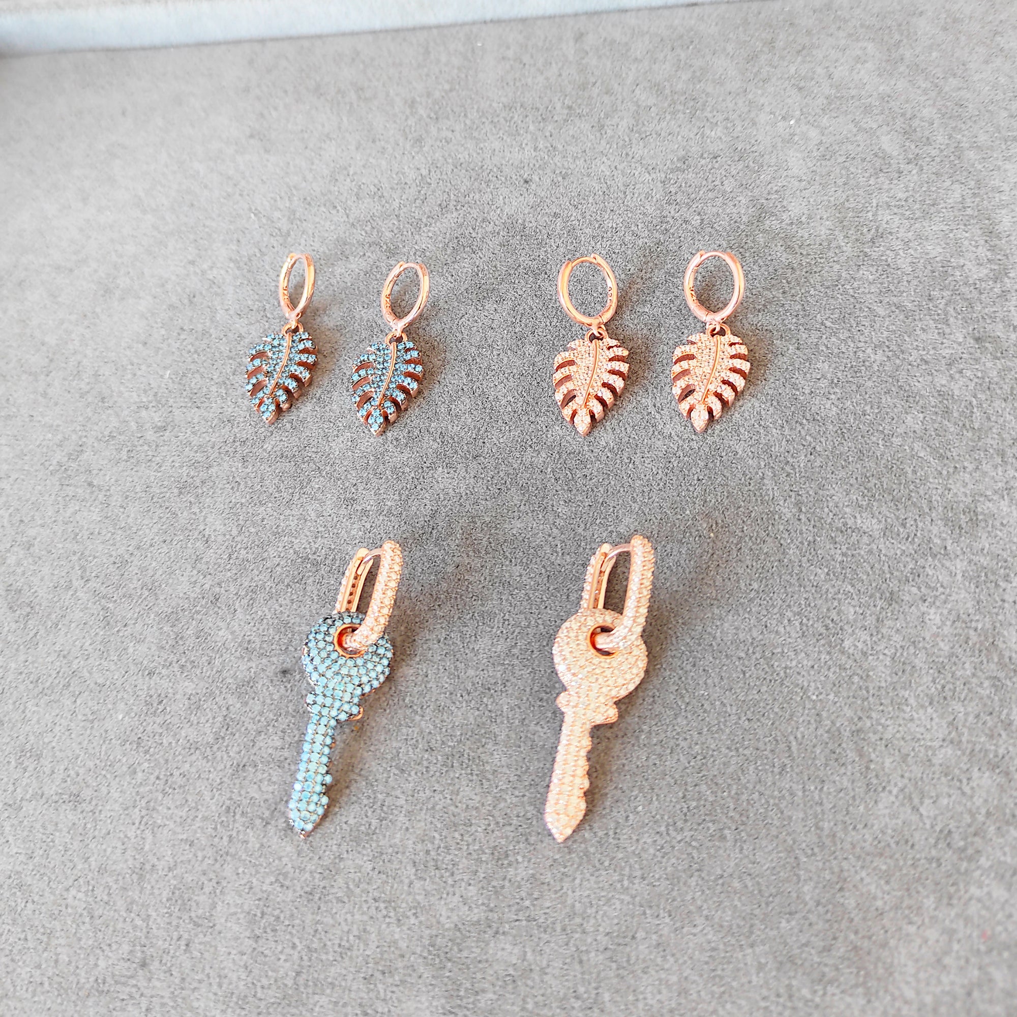 Turquoise Stone Silver Sycamore Leaf Earrings, Silver Leaf Earrings, Leaf Jewelry
