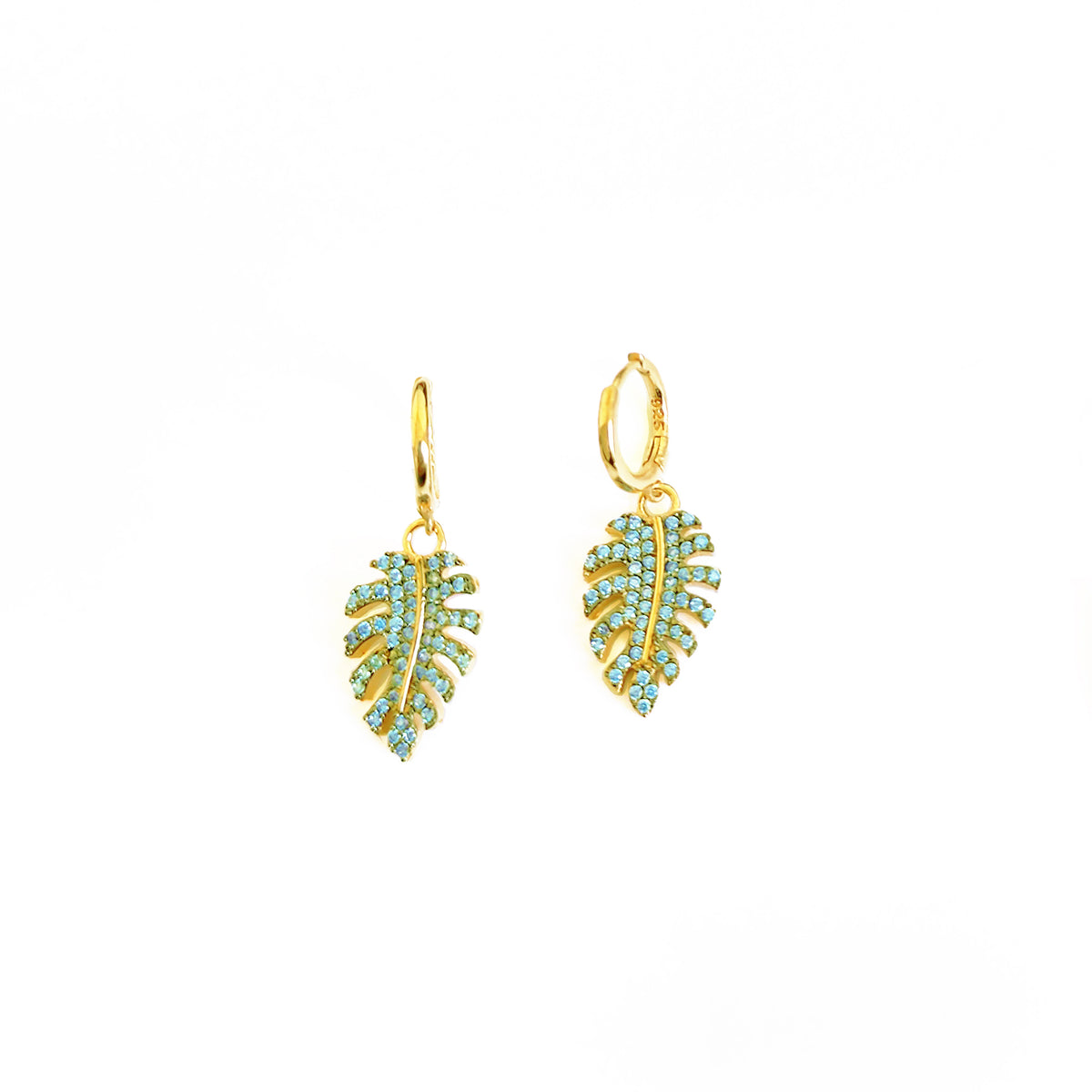 Turquoise Stone Silver Sycamore Leaf Earrings, Silver Leaf Earrings, Leaf Jewelry