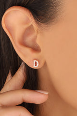 Tiny Initial Stud Earrings in Sterling Silver, Personalised Earring Alphabet Letter Monogram
