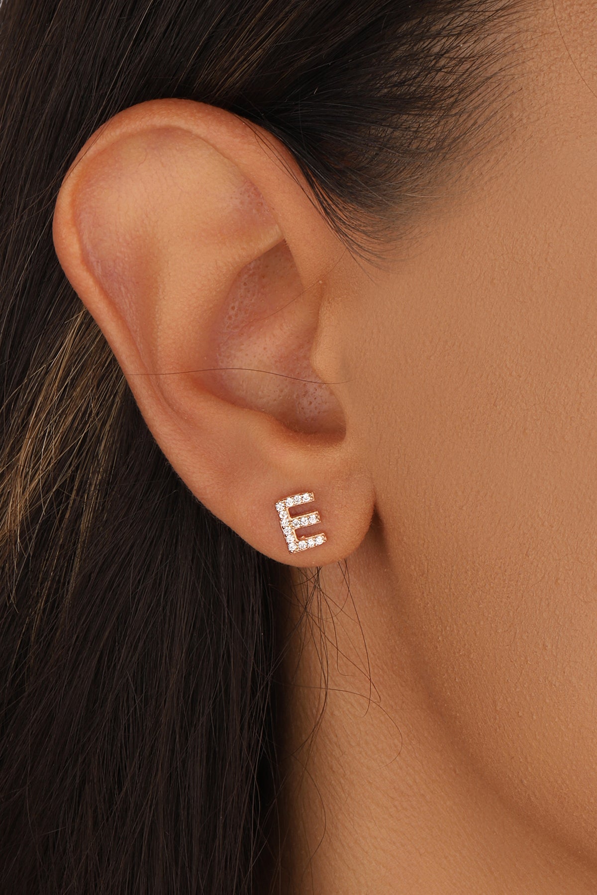 Tiny Initial Stud Earrings in Sterling Silver, Personalised Earring Alphabet Letter Monogram
