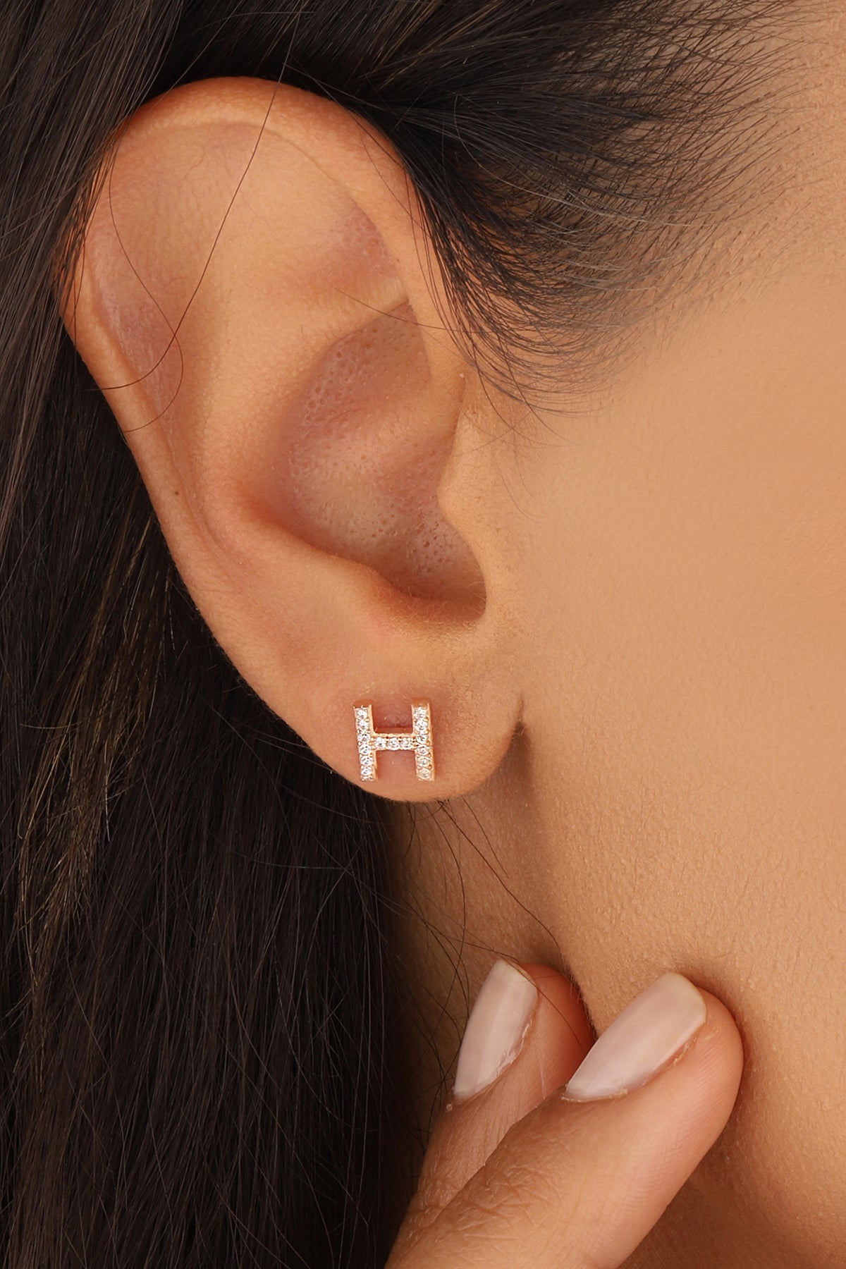 Tiny Initial Stud Earrings in Sterling Silver, Personalised Earring Alphabet Letter Monogram