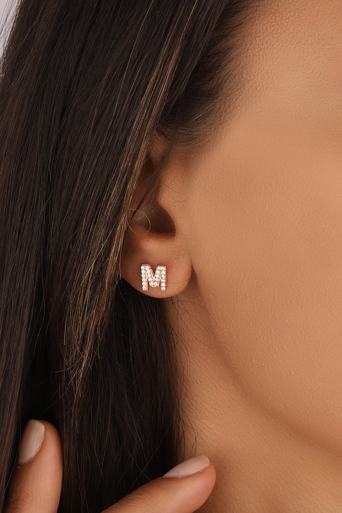 Tiny Initial Stud Earrings in Sterling Silver, Personalised Earring Alphabet Letter Monogram
