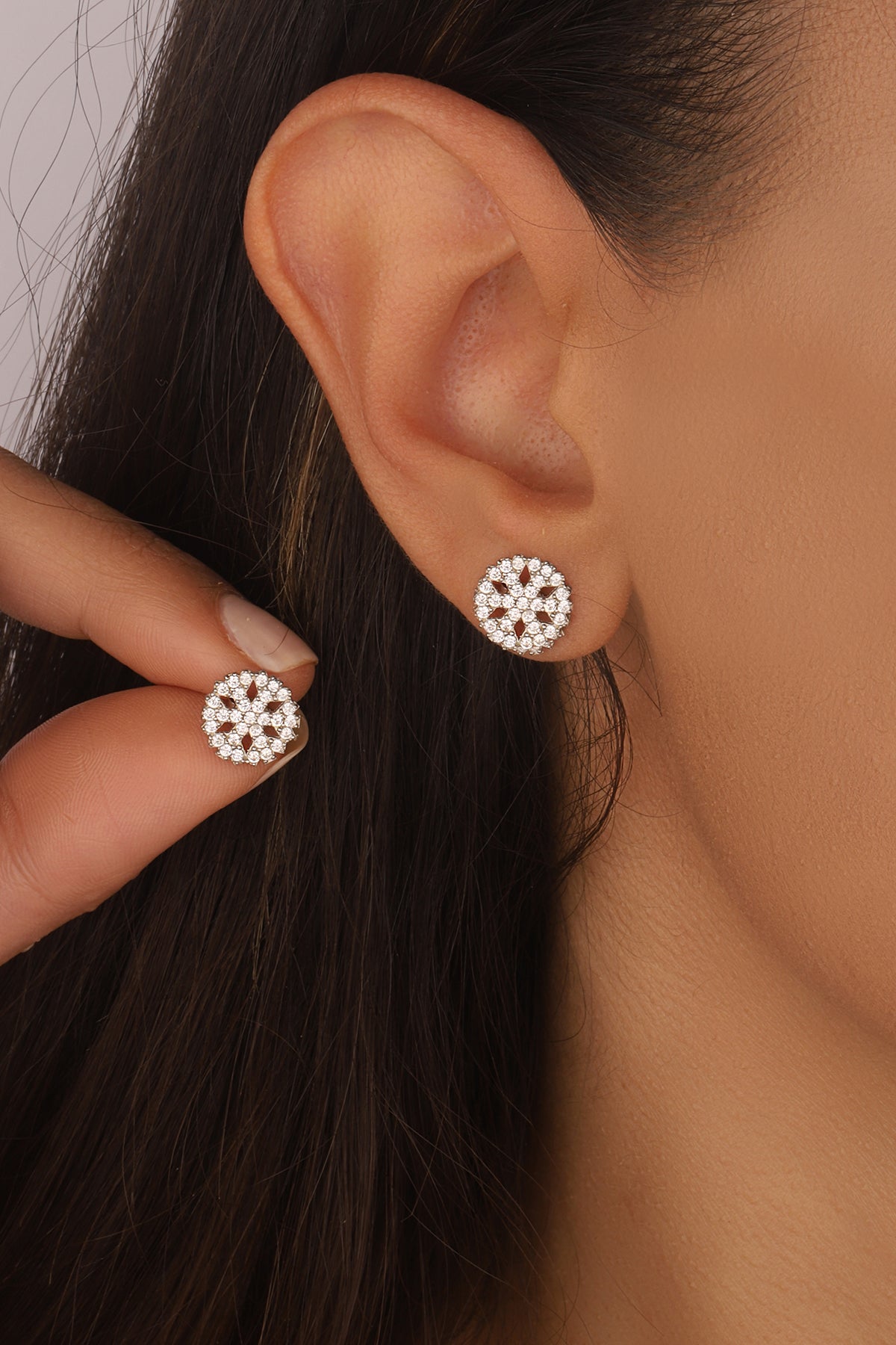 Snowflake Silver Earrings, snowflake earrings, silver stud earrings