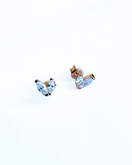 Double Stone Tiny Silver Earrings, Tiny earrings, Pair of silver studs