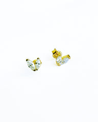 Double Stone Tiny Silver Earrings, Tiny earrings, Pair of silver studs