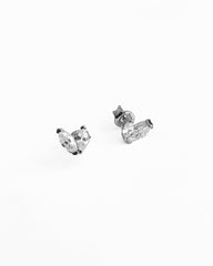 Double Stone Tiny Silver Earrings, Tiny earrings, Pair of silver studs