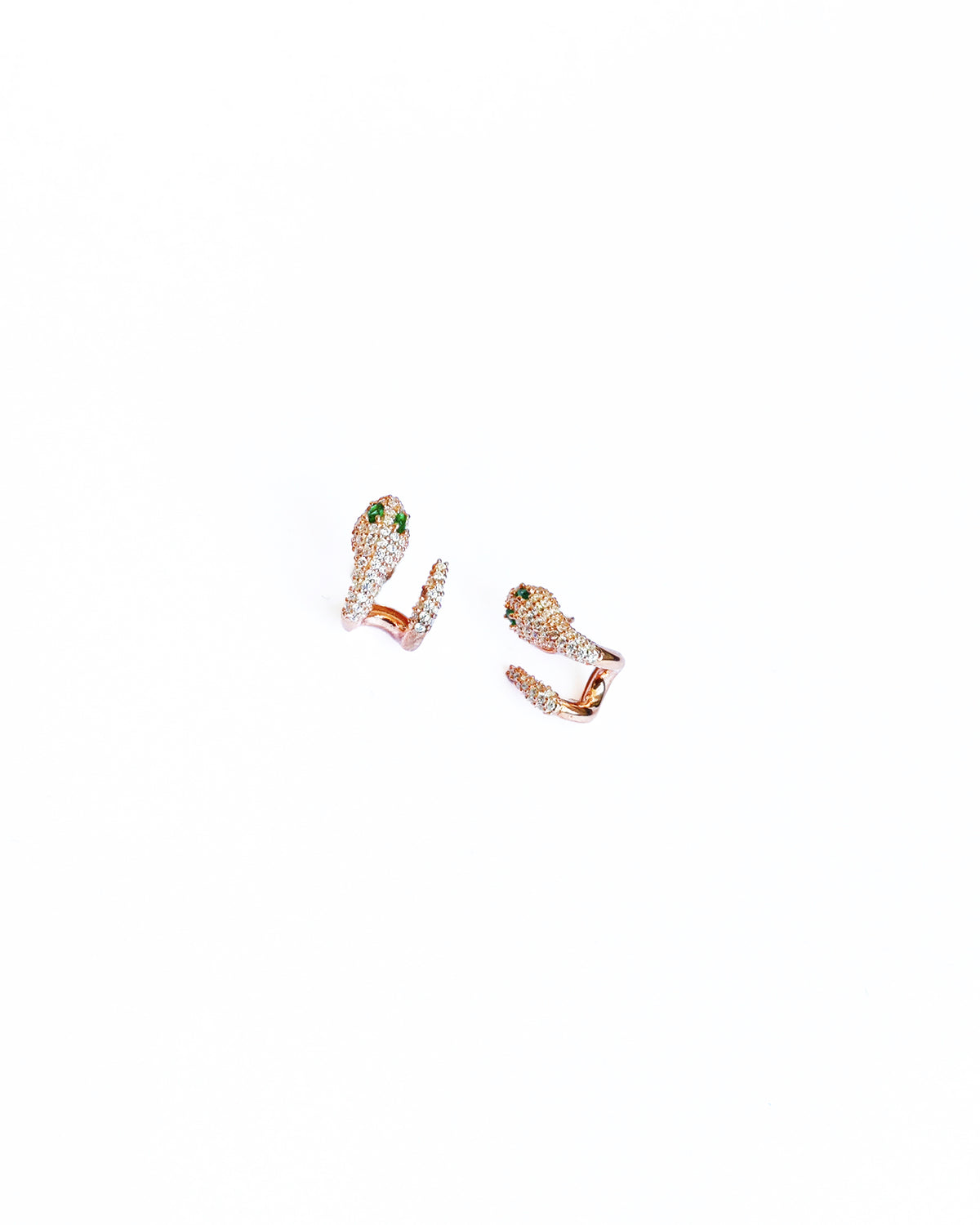 Colorful Stone Eye Gold Snake Hoop Earrings, Hoop Earrings with Zircon and Emerald