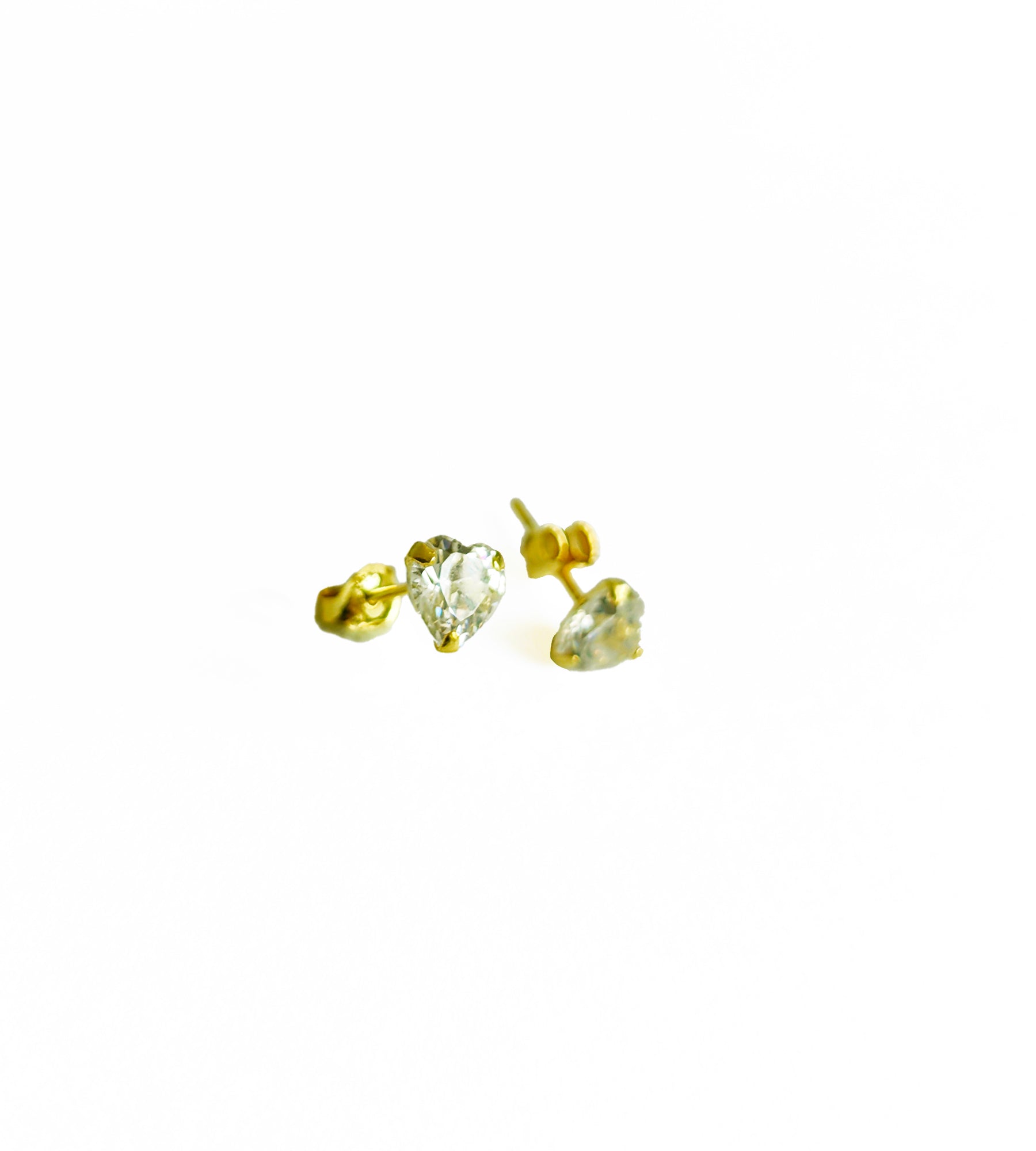 White Stone Heart Design Silver Earrings