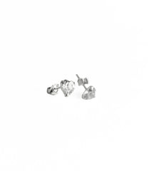 White Stone Heart Design Silver Earrings
