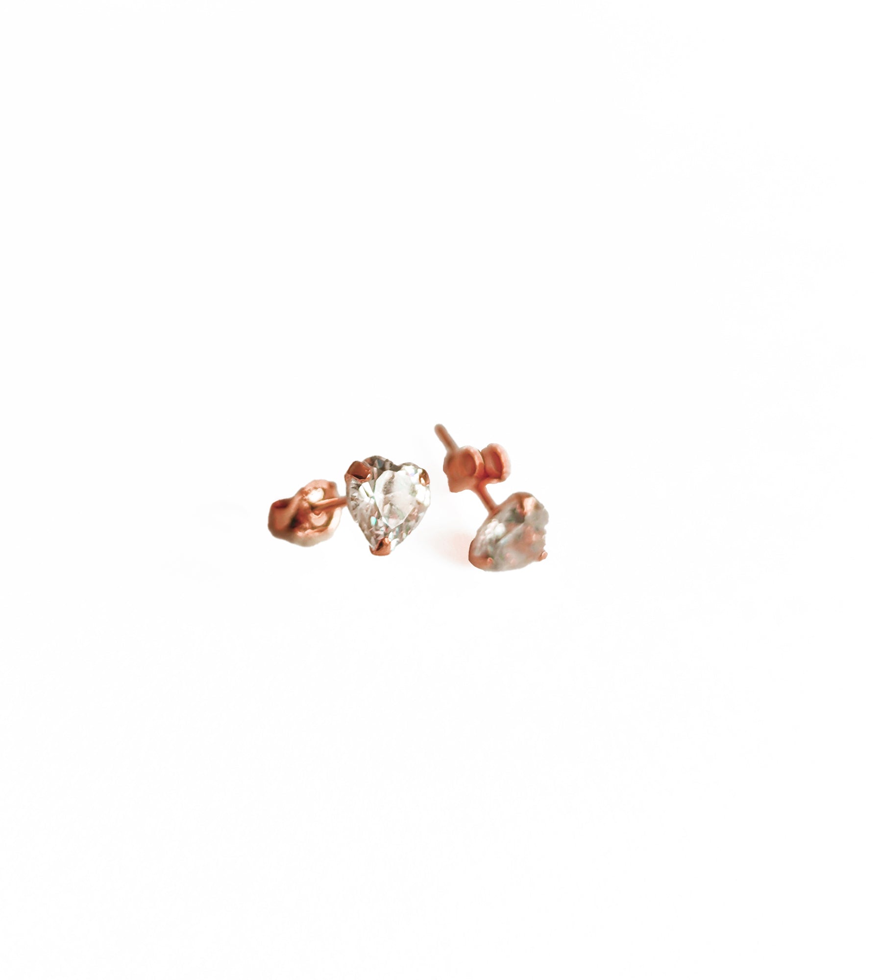 White Stone Heart Design Silver Earrings