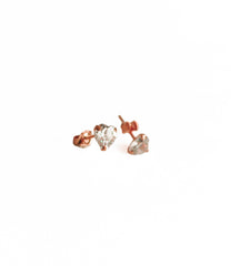 White Stone Heart Design Silver Earrings