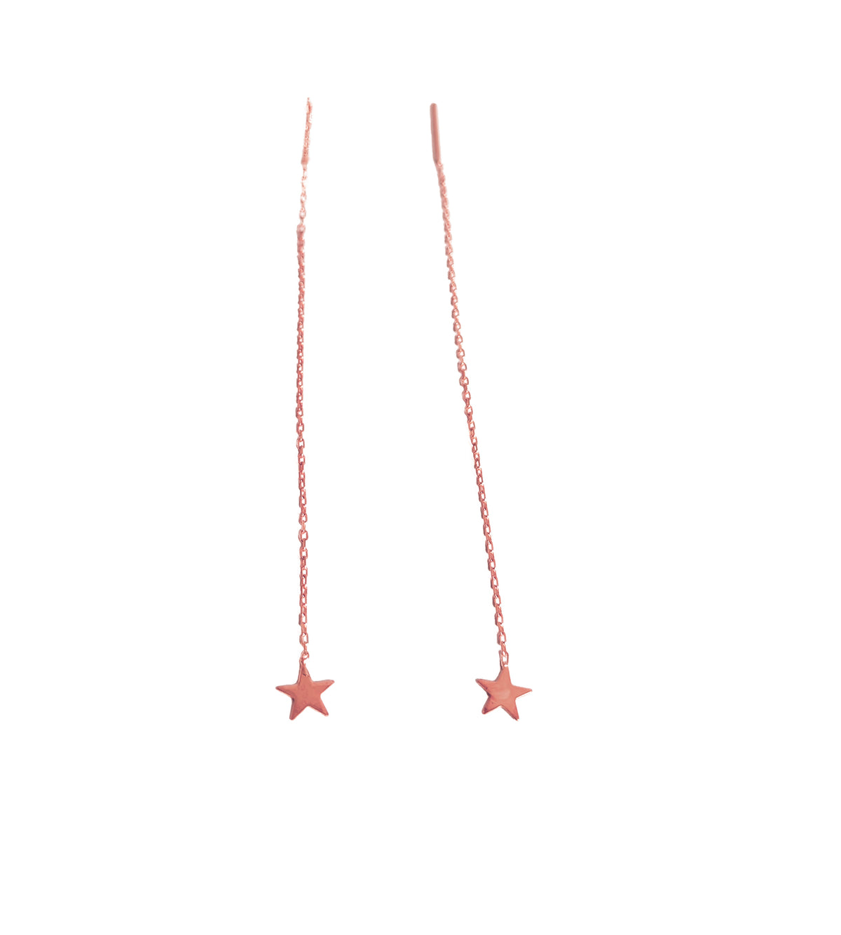 Stoneless Long Chain Star Silver Earrings