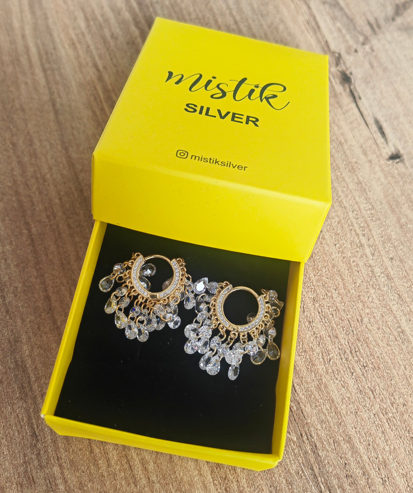 Colorful CZ Dangle Earrings – Handmade 925 Silver Statement Jewelry