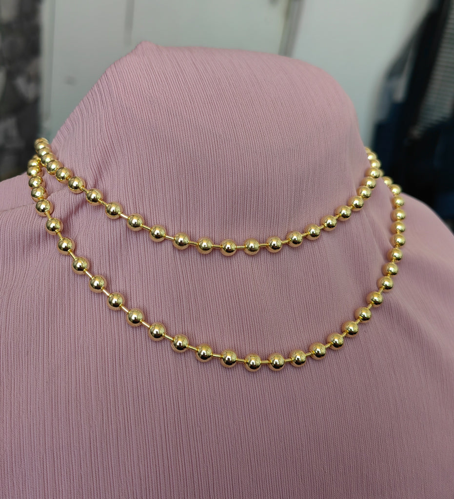 Chunky Ball Chain Necklace Retro Style, Plain Nickel Plated 4 mm