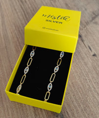 Evil Eye Silver Choker – 925 Sterling Silver Protection Necklace, Handmade Minimalist Jewelry Gift for Women