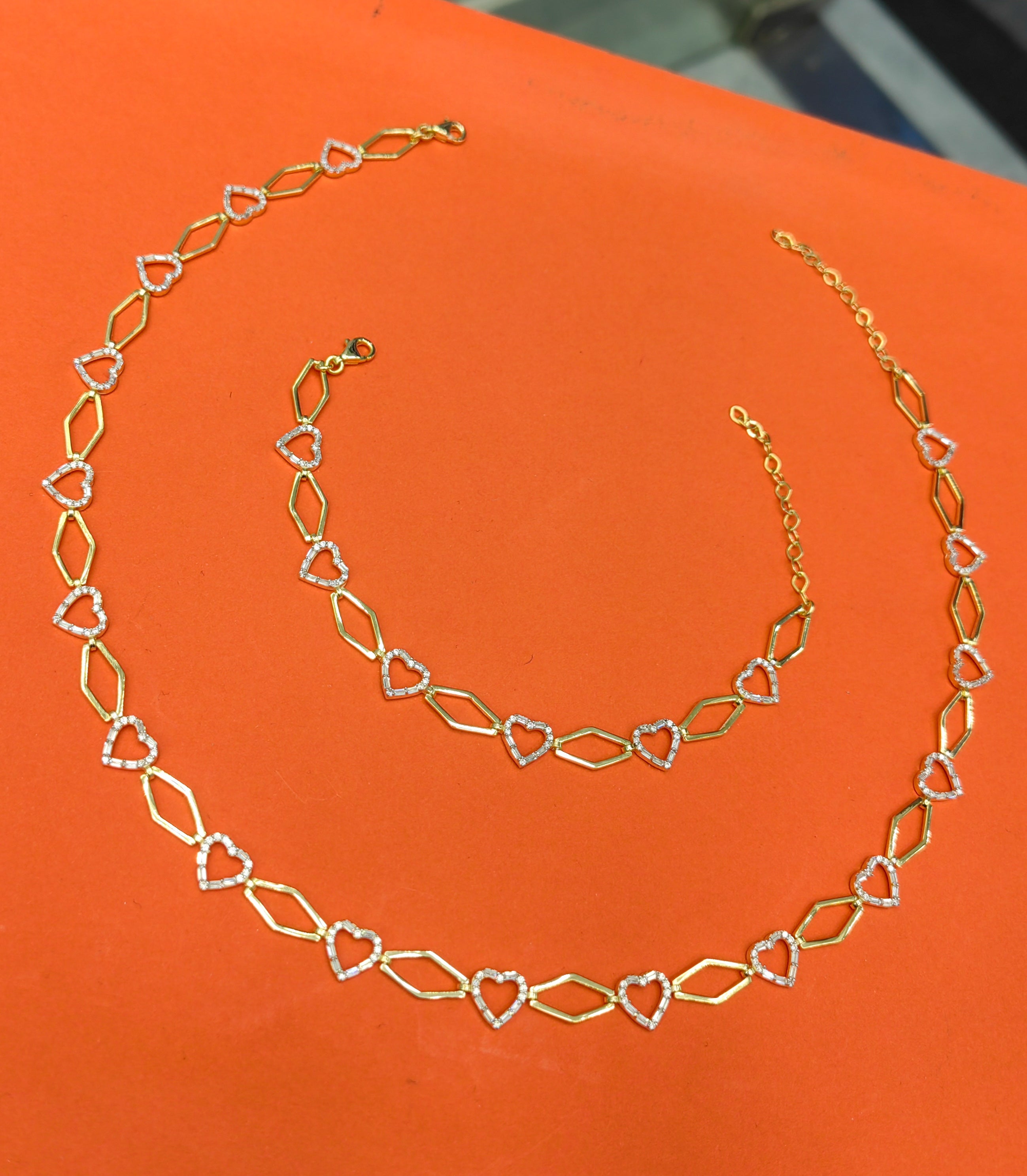 Dainty Sterling Silver Heart Necklace and Bracelet– Minimal Romantic Gift